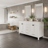 Eviva London 60 in. W x 18 in. D x 34 in. H Double Bathroom Vanity in White with White Carrara Marble Top and White Undermount Sinks