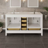 Eviva London 60 in. W x 18 in. D x 34 in. H Double Bathroom Vanity in Gray with White Carrara Marble Top and White Sinks