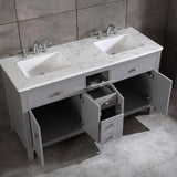 Eviva Memphis 60 in. W x 22 in. D x 33.7 in. H Double Bathroom Vanity in Gray with White Carrara Style Stone Top with Sinks