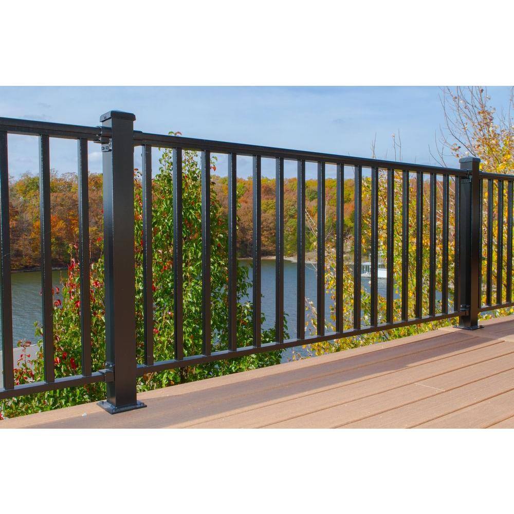 EZ Handrail 8 ft. x 42 in. Textured Black Aluminum Baluster Railing Kit