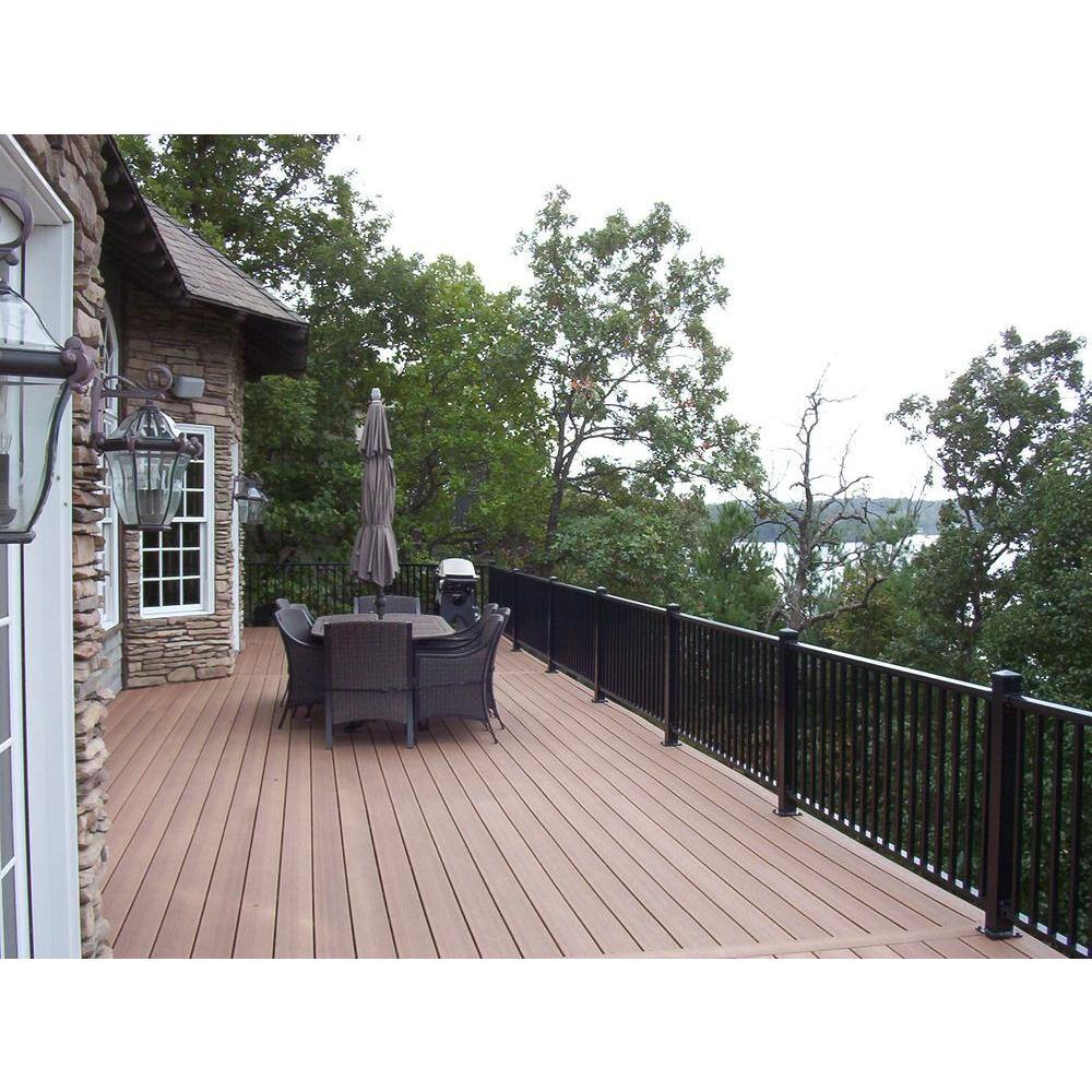 EZ Handrail 8 ft. x 42 in. Textured Black Aluminum Baluster Railing Kit