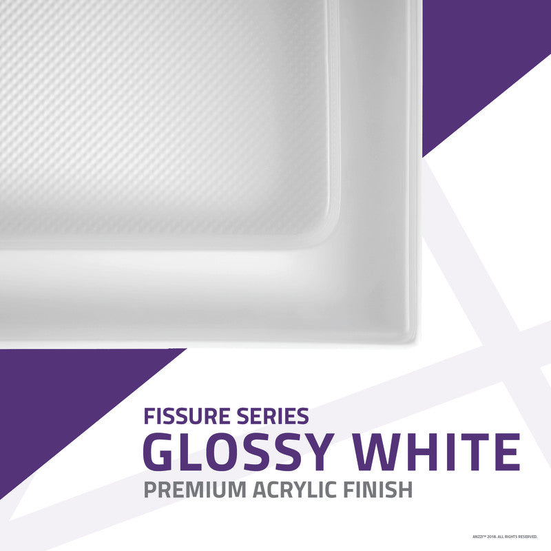 ANZZI Fissure Series 36 in. x 48 in. Single Threshold Shower Base in Glossy White