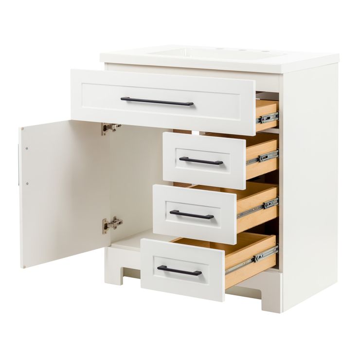 Style Selections Cauley 30-in White Single Sink Bathroom Vanity with White Cultured Marble Top
