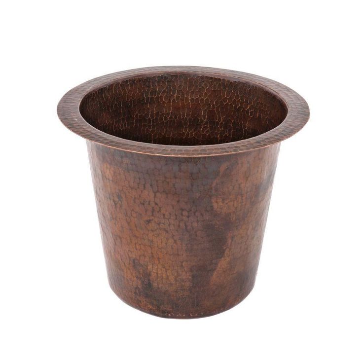 Undermount Round Hammered Copper 12 in. 0-Hole Champagne Bar Sink in Oil Rubbed Bronze