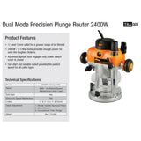 110-Volt 3.25 HP Precision Dual Mode Router with Plunge - Super Arbor