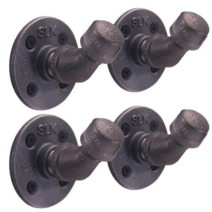 1/2 in. Black Steel Pipe Wall Hook Kit (4-Pack)