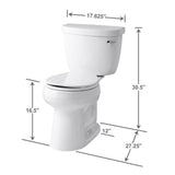Cimarron Comfort Height 2-Piece 1.28 GPF Single Flush Round Toilet with AquaPiston Flush Technology in White - Super Arbor
