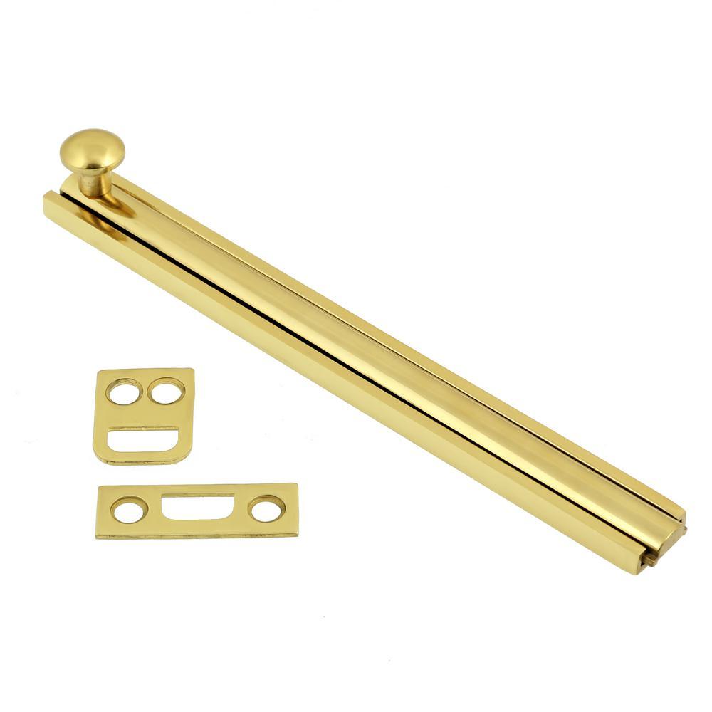 6 in. Solid Brass Satin Nickel Surface Bolt - Super Arbor