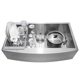 Handcrafted All-in-One Farmhouse Apron Front Stainless Steel 30 in. x 20 in. x 9 in. Single Bowl Kitchen Sink