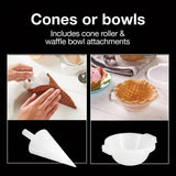 800 W White Waffle Cone and Waffle Bowl Maker