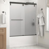 Simplicity 60 x 59-1/4 in. Frameless Mod Soft-Close Sliding Bathtub Door in Nickel with 1/4 in. (6mm) Clear Glass - Super Arbor