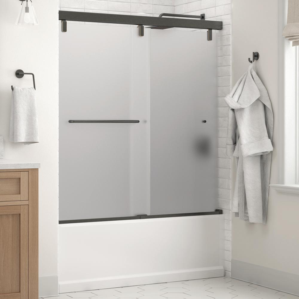 Simplicity 60 x 59-1/4 in. Frameless Mod Soft-Close Sliding Bathtub Door in Chrome with 1/4 in. (6mm) Clear Glass - Super Arbor
