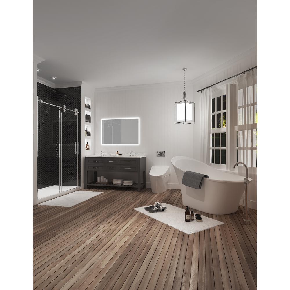 Aiden 70 in. Acrylic Flatbottom Non-Whirlpool Bathtub in White and Faucet Combo in Chrome - Super Arbor