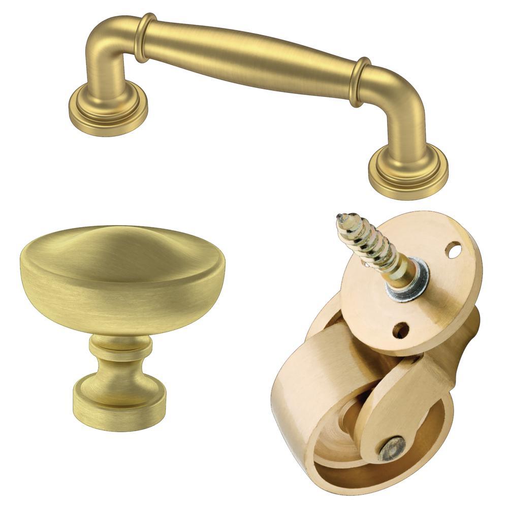 Classic Elegance 3 in. (76mm) Center-to-Center Brushed Brass Drawer Pull - Super Arbor