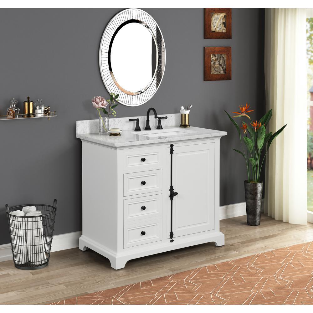 31 in. W x 22 in. D x 1 in. H Bianco Carrara White Marble Vanity Top with White Basin - Super Arbor