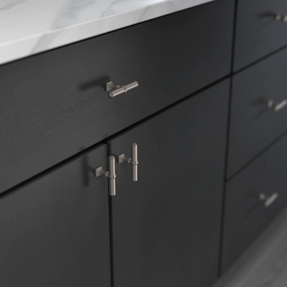 Elegant Base 2-7/8 in. (73 mm) Satin Nickel Elongated Bar Cabinet Knob - Super Arbor