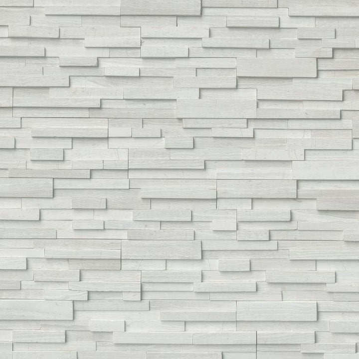 White Oak 3D Ledger Panel 6 in. x 24 in. Honed Marble Wall Tile (10 cases / 60 sq. ft. / pallet)