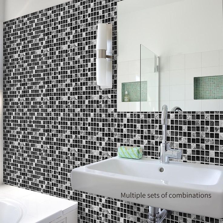 UKAP 10Pcs Mosaic Pattern Waterproof Wall Tile Stickers Peel and Stick Tile Kitchen Backsplash Wallpaper Sticker 15x15cm/20x20cm