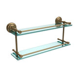 Que New 22 in. L x 8 in. H x 5 in. W 2-Tier Clear Glass Bathroom Shelf with Gallery Rail in Satin Nickel - Super Arbor