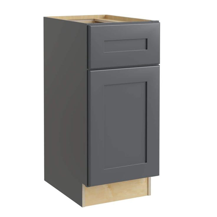 Home Decorators Collection Newport 12 in. W x 24 in. D x 34.5 in. H Assembled Plywood Base Kitchen Cabinet in Deep Onyx with Soft Close RH