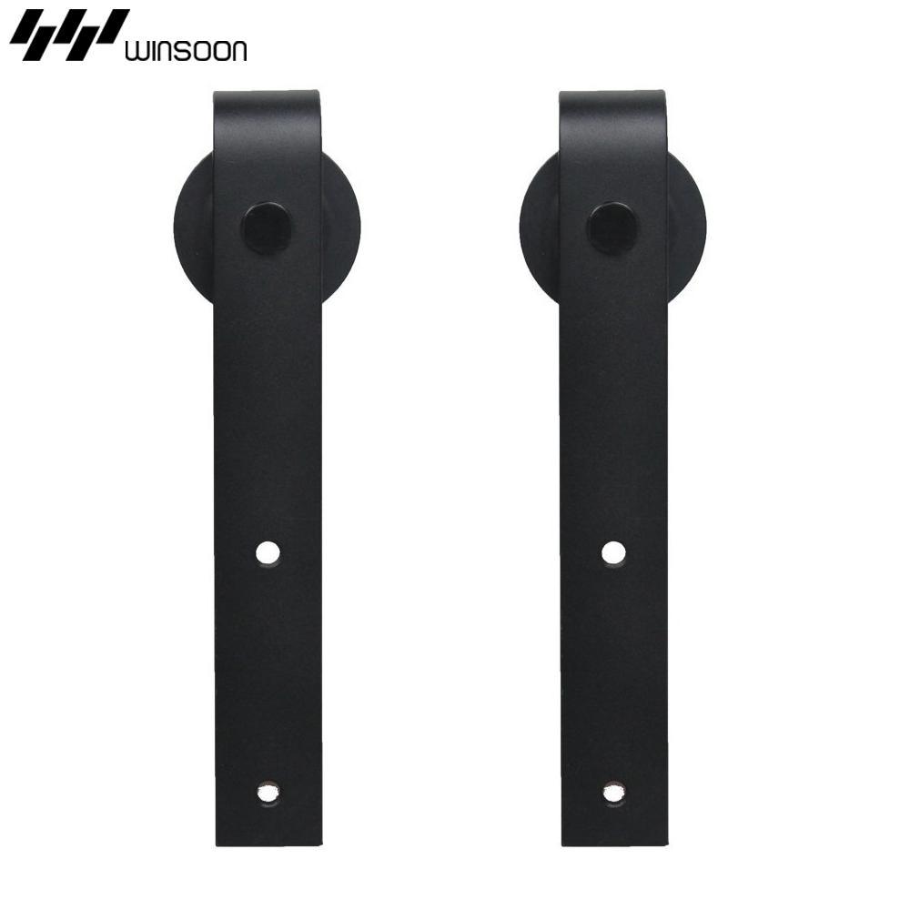 5 ft./60 in. Frosted Black Sliding Barn Door Hardware Track Kit for Single with Non-Routed Floor Guide - Super Arbor