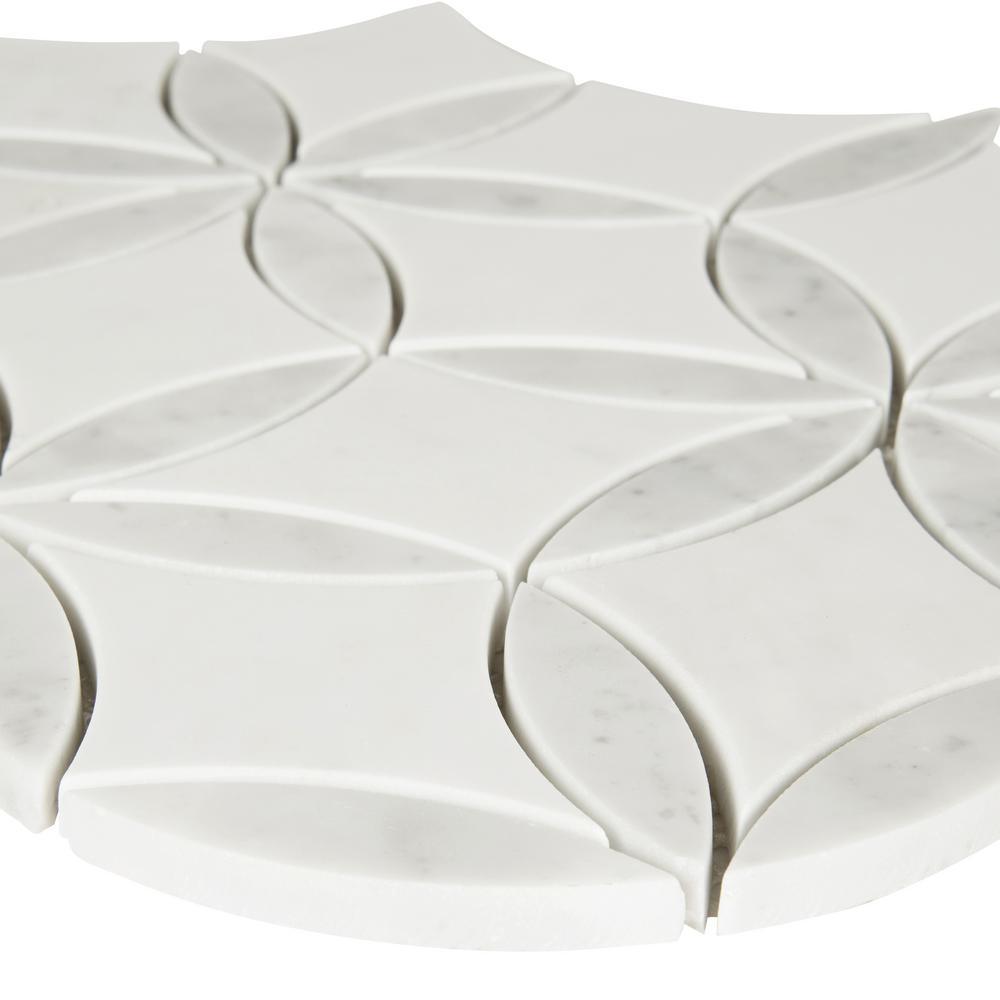 La Fleur 9.92 in. x 8.9 in. x 8mm Polished Marble Mesh-Mounted Mosaic Tile (6.2 sq. ft. / Case) - Super Arbor