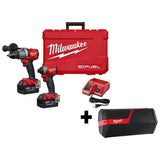 M18 FUEL 18-Volt Lithium-Ion Brushless Cordless Hammer Drill and Impact Driver Combo Kit (2-Tool) with Free FUEL Jigsaw - Super Arbor