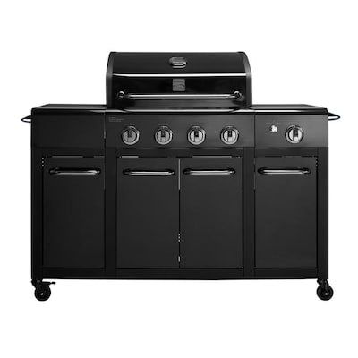 Kenmore Two Tone Black On Black 4-Burner Liquid Propane Gas Grill with 1 Side Burner