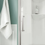 Coronado Acrylx 60 in. x 30 in. Single Threshold Right Drain Shower Kit in White with Bench with Door in Chrome