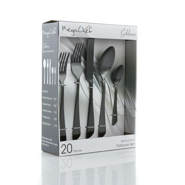 Gibbous 20-Piece Black Stainless Steel Flatware Set (Service for 4)