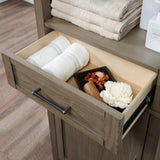 Wimsbury 24 in. W x 14 in. D x 65 in. H Single Door Linen Cabinet in Weather Oak - Super Arbor