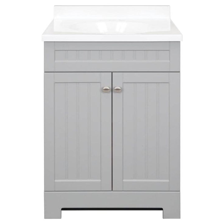 Style Selections Ellenbee 24-in Gray Single Sink Bathroom Vanity with White Cultured Marble Top