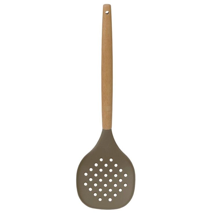 Karina High-Heat Resistance in Grey with Easy Grip Beech Handle Non-Stick Safe Silicone Skimmer