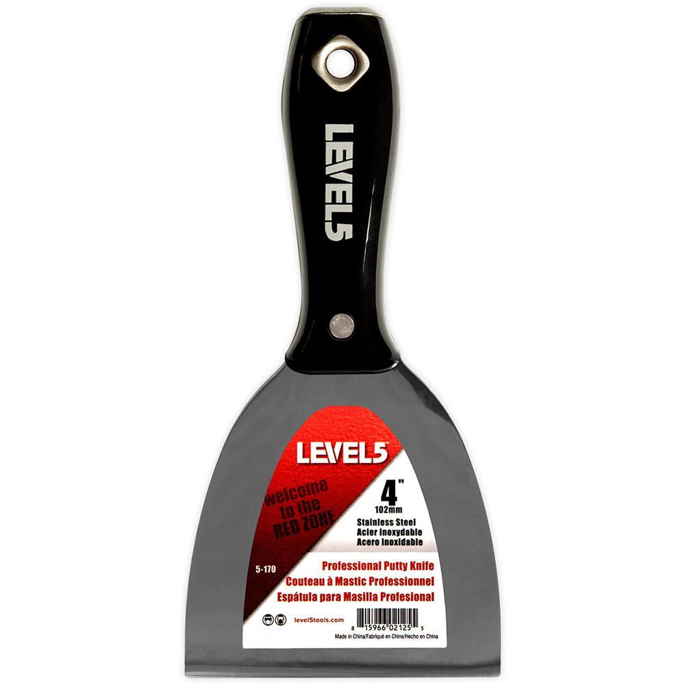 4 in. Black Stainless Steel Putty Knife Plastic Handle Hammerend - Super Arbor