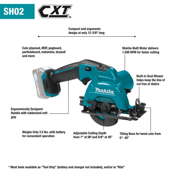 Makita 12V max CXT Lithium‑Ion Cordless 3-3/8 in. Circular Saw Kit with Case (2.0Ah)