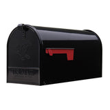 Elite Medium, Steel, Post Mount Mailbox, Black - Super Arbor