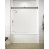Levity 59 in. x 62 in. Semi-Frameless Sliding Tub Door in Nickel with Handle - Super Arbor