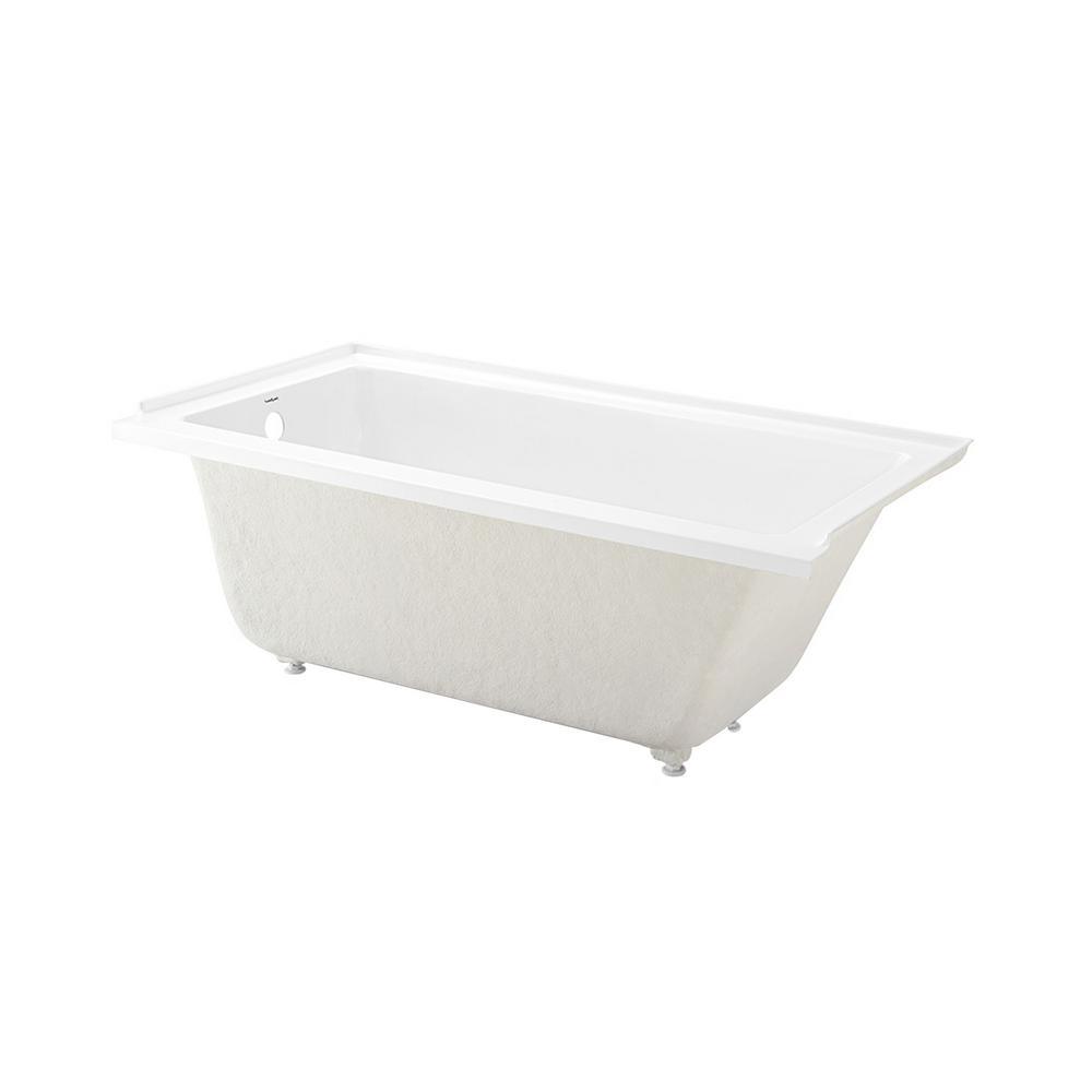 Voltaire 66 x 32 in. Acrylic Left-Hand Drain with Integral Tile Flange Rectangular Drop-in Bathtub in white - Super Arbor