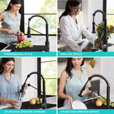 Kraus Bolden Matte Black 1-Handle Deck-Mount Pull-Down Handle Kitchen Faucet