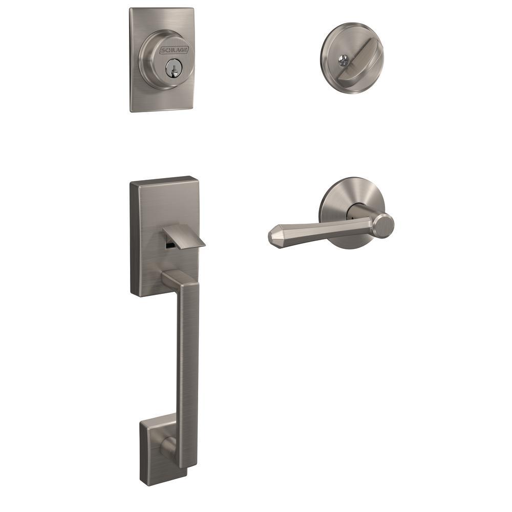 Custom Century Matte Black Single Cylinder Door Handleset with Dempsey Door Lever - Super Arbor
