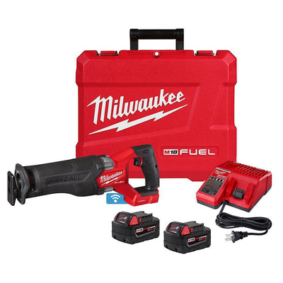M18 FUEL ONE-KEY 18-Volt Lithium-Ion Brushless Cordless SAWZALL Reciprocating Saw Kit with Two 5.0 Ah Batteries, Case - Super Arbor