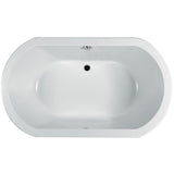 ANZA 66 in. x 36 in. Acrylic Oval Drop-in Center Drain Soaking Bathtub in White - Super Arbor