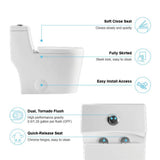 12 in. Rough-In 1-piece 1.1/ 1.6 GPF Dual Flush Elongated Siphonic Jet Toilet in White, Seat Included - Super Arbor