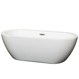 Soho 59.75 in. Acrylic Flatbottom Center Drain Soaking Tub in White - Super Arbor