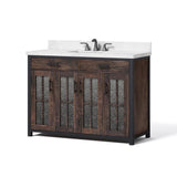 Drysdale 48 in. Wx 34.5 in. H Bath Vanity in Sable with Engineered Stone Vanity Top in Lgt Vein Carrera with White Basin - Super Arbor