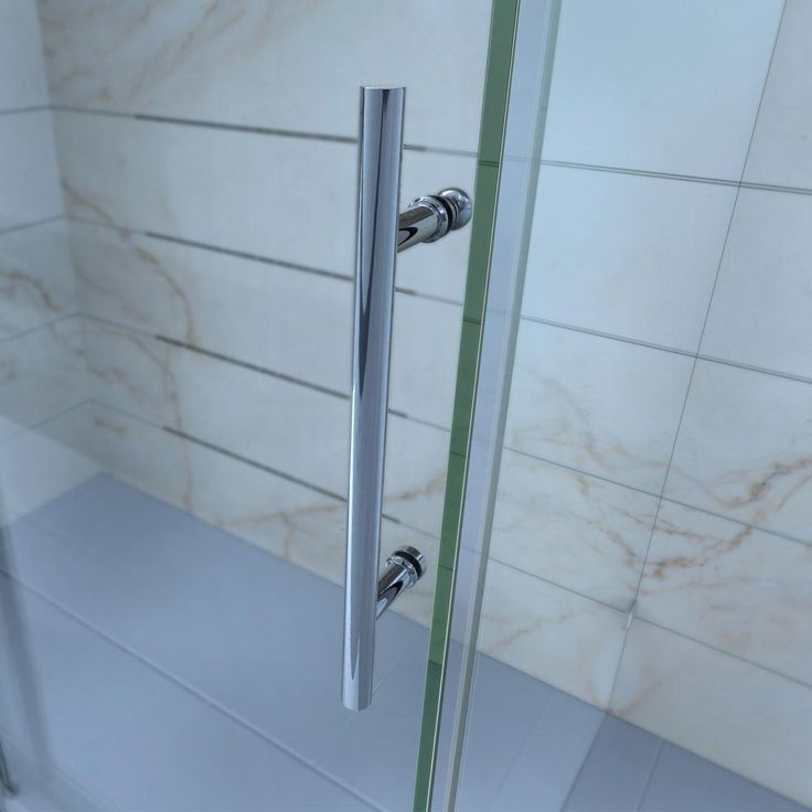 DreamLine Enigma-X 32 1/2 in. D x 48 3/8 in. W x 76 in. H Frameless Corner Sliding Shower Enclosure, Brushed Stainless Steel