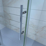 DreamLine Enigma-X 32 1/2 in. D x 48 3/8 in. W x 76 in. H Frameless Corner Sliding Shower Enclosure, Brushed Stainless Steel