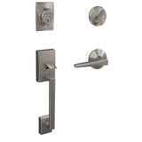 Schlage Custom Century Matte Black Single Cylinder Handleset with Eller Lever and Kinsley Trim