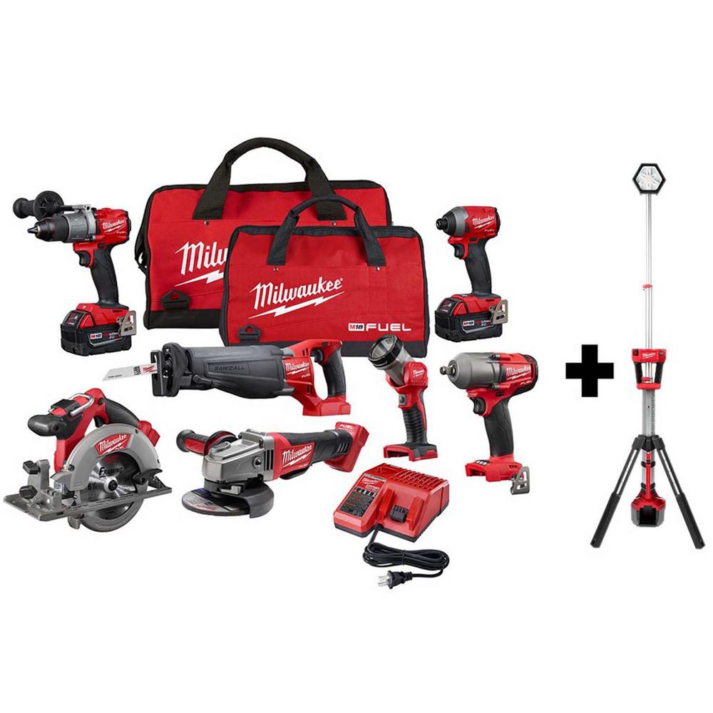 M18 FUEL 18-Volt Lithium-Ion Brushless Cordless Combo Kit (7-Tool) with M18 Rocket Dual Power Tower Light