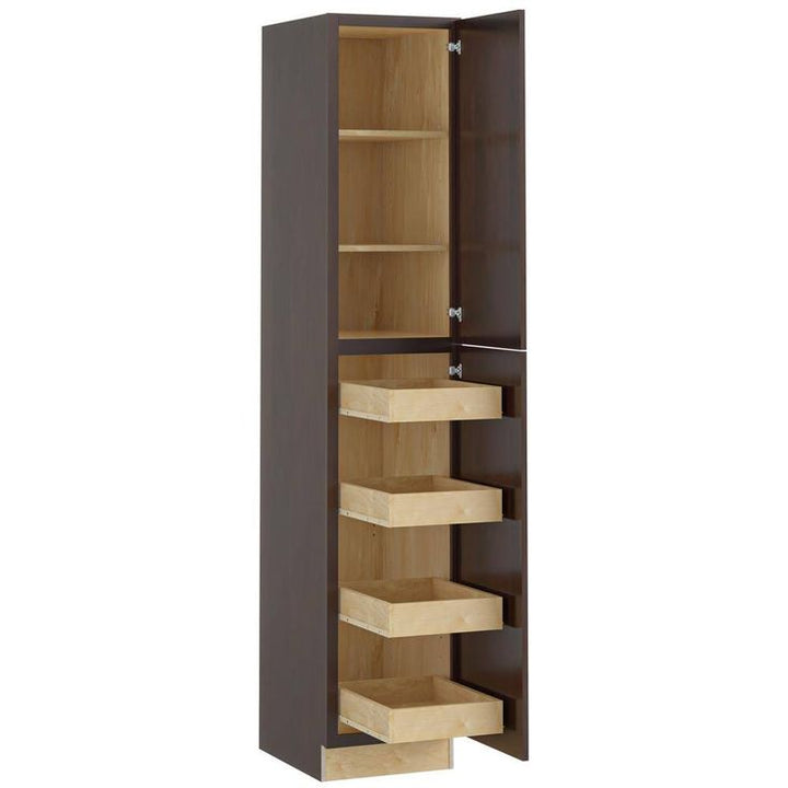 Home Decorators Collection Newport 18 in. W x 24 in. D x 90 in. H Assembled Plywood Pantry Kitchen Cabinet in Manganite with 4ROT Soft Close RH